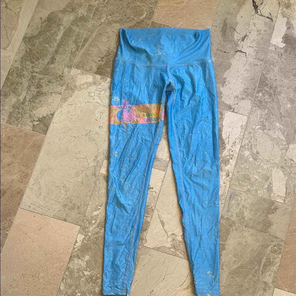 Teeki Blue Leggings with Pink Accents - Picture 3 of 7